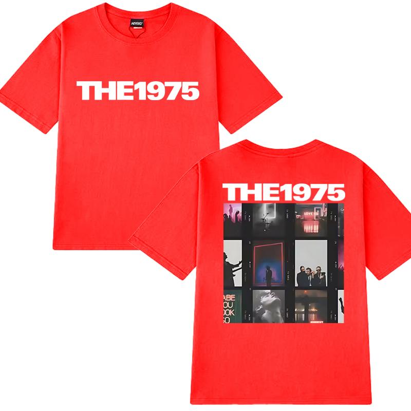 Hot Sale New Rock Band The 1975 Double Sided Print T Shirts Men Women Vintage Tops Unisex Oversized Cotton Short Sleeve Tshirt