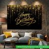 2D Flat Backdrop1pc Gold Decor Happy Birthday Backdrop Banner Polyester Wall Decor For Living Room Bedroom Office Outdoor Decor Holiday Gift