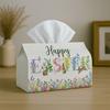 1pc Easter Decoration Watercolor Floral Tissue Box with Happy Easter Botanical Garden-Napkin Storage Organizer for Kitchen,Car,Decorative Box,Purpose