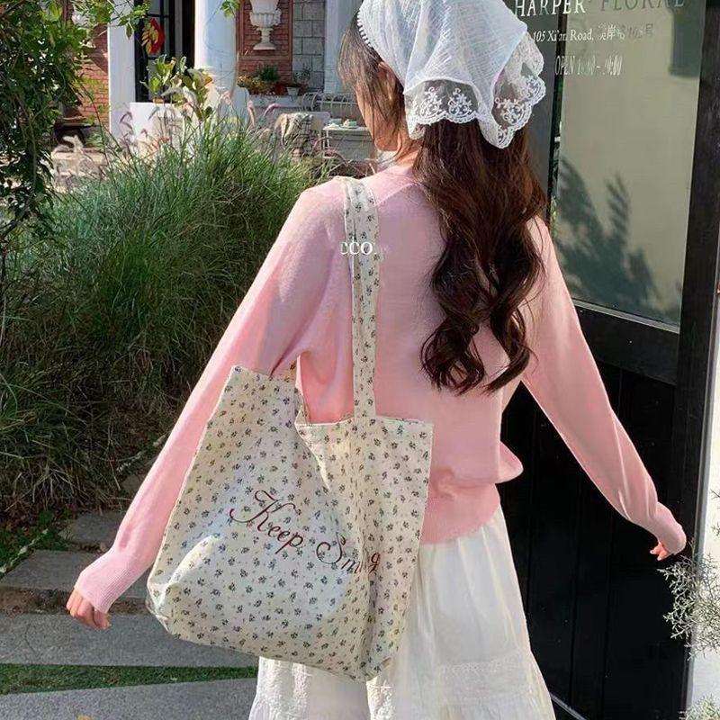 

Холщовая сумка-тоут French Girl Moonlight Floral - Стильная, универсальная, вместительная сумка через плечо для студентов