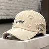 Retro Baseball Cap with Ripped Letters Sun Protection Men's Peaked Cap Trendy Asher Design Adjustable Size