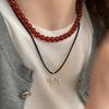 Design Sense Bow Drawstring Necklace Female Sweet Cute Gentle Fashion Personality Versatile Neck Chain Collarbone Chain