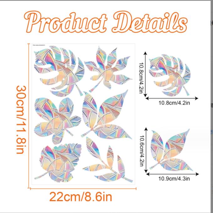Fensterfolienaufkleber gegen Vogelschlag Antikollisions-Fensterfolienaufkleber Glas-Warnung Prisma-Aufkleber Verhindern Vogelschlag
