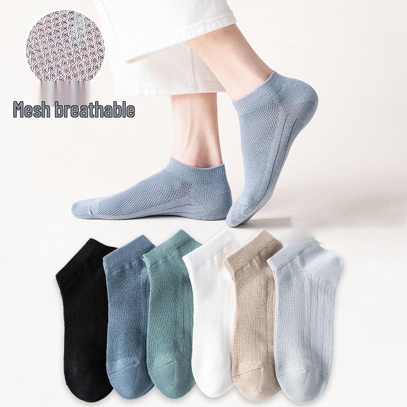 Herrstrumpor sommar, lätta, andningsbara bomullsstrumpor - Luktavvisande, fuktabsorberande, trendig nätdesign för vår och höst