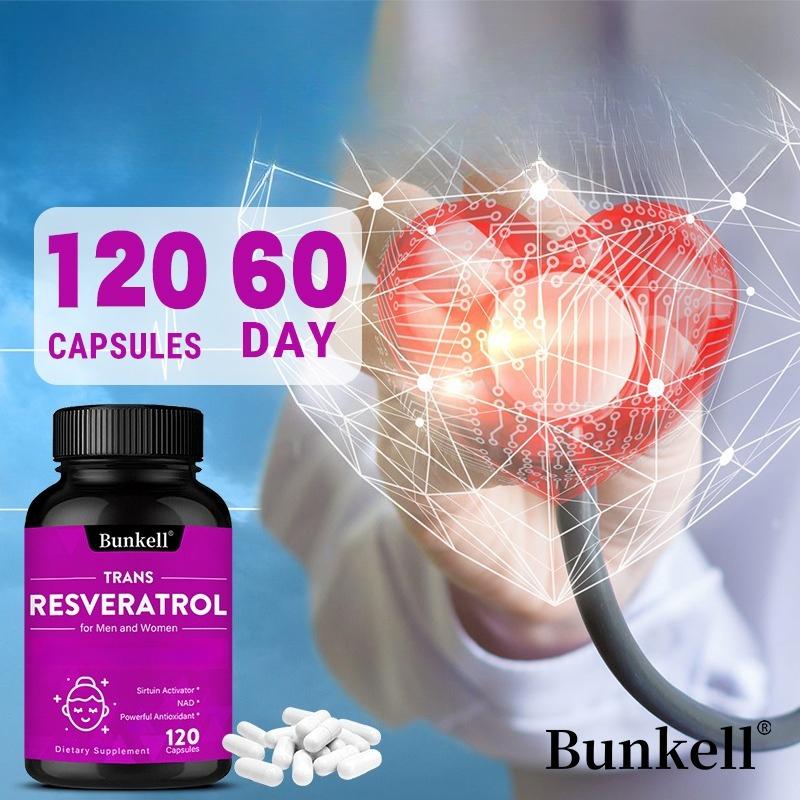 Vitamin C 120 mg, 99% reiner Trans-Resveratrol-Extrakt 500 mg, 120 Kapseln pro Flasche