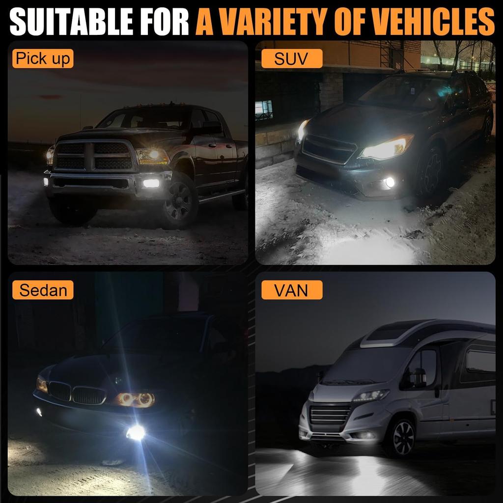 H11 LED Fog Bulbs, Super Bright H8 H16 LED Fog Lights 6500K Cool White, Plug And Play, Replacement Lights For Cars Trucks SUV, Pack Of 2