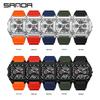 Sanda Men's Multifunctional Waterproof Electronic Watch - Trendy Timer with Dual Display & Three-Time Zone Outdoor Alarm.
