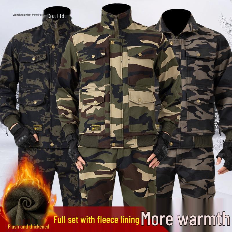 Herren Fleecegefüttertes Arbeitskleidungsset: Warm, winddicht und strapazierfähig für Bauarbeiter im Herbst und Winter