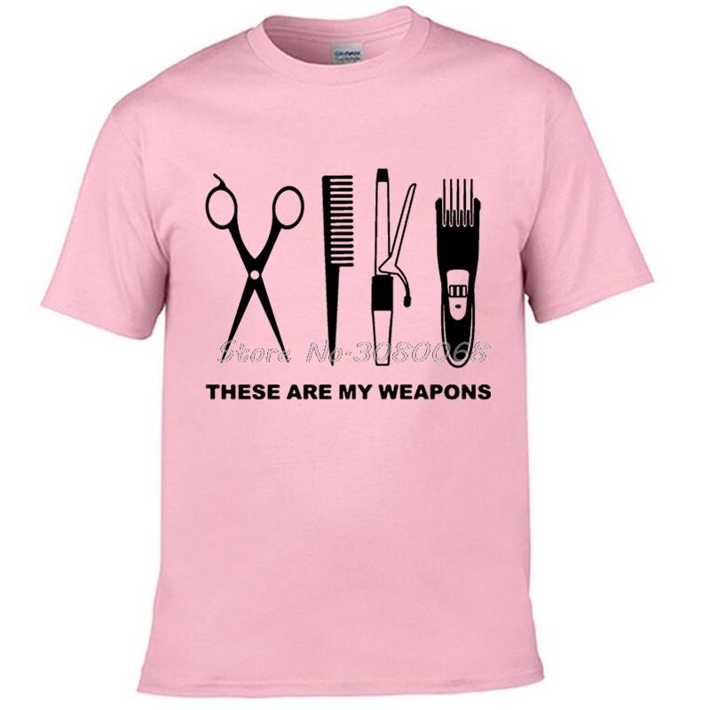 Odzież Letnia Moda Fryzjer T-shirt Męski Krótki Rękaw Bawełna Barber Broń T-shirt Topy