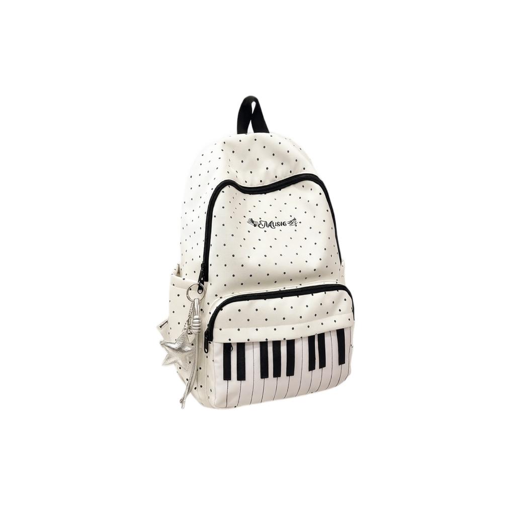 School Backpack with Piano Pattern for Teen Girls High School Students Cute Versatile Travel Daypack