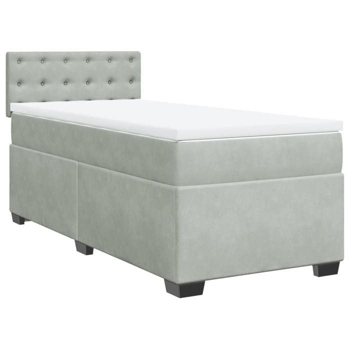 VidaXL Slatted Bed Base and Mattress Light Grey 80x200 Cm Velvet, Bed, Platform Bed, Panel Bed, Furniture of 3288474