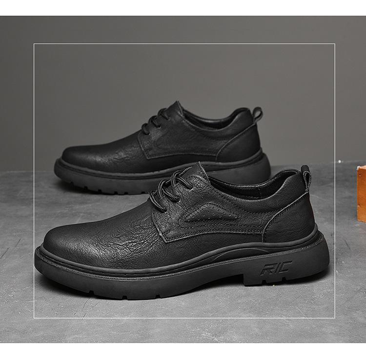 Herren-Arbeitsstiefel mit runder Spitze aus Leder - Outdoor-Halbschuhe zum Wandern & Freizeit für Frühling & Herbst