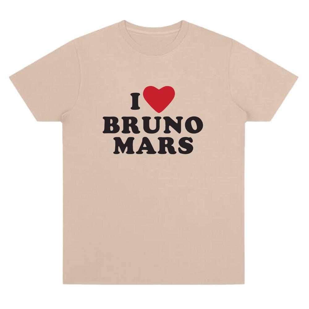 I Heart Bruno Mars Soft Tee Bruno Mars Merch T-shirts Women Men Casual Cotton T-Shirt O-Neck Short Sleeve Basic Tops Daily Wear