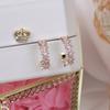 Korea   Fashion Jewelry 14K Real Gold Plating AAA Pink Zircon Semicircle Simple Earrings Elegant Women's Daily Accessories