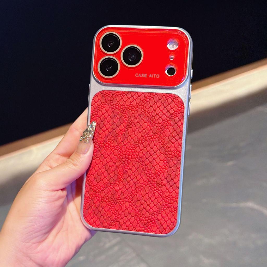 iPhone 17 Pro Max Crocodile Pattern Case with Apple 16 Lens Film & Soft Edge