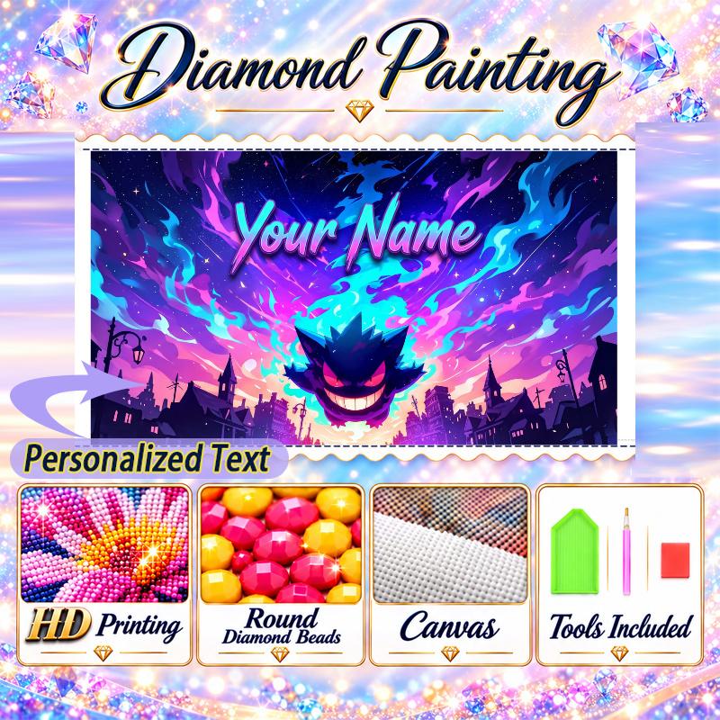 Personalized Gengar Diamond Art Custom Name 5D Diamond Painting Full Drill DIY Craft
