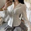 Deeptown Sexy Weiße Frauen Blusen Tuniken Koreanische Mode Hemd Chic Harajuku Preppy Elegante Weibliche Japanischen Stil Casual JK Slim