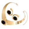 Versatile Geometric Jewelry with Oval Stone Gold Color Necklace Earrings Set Geometry Accessories For Stylish Women