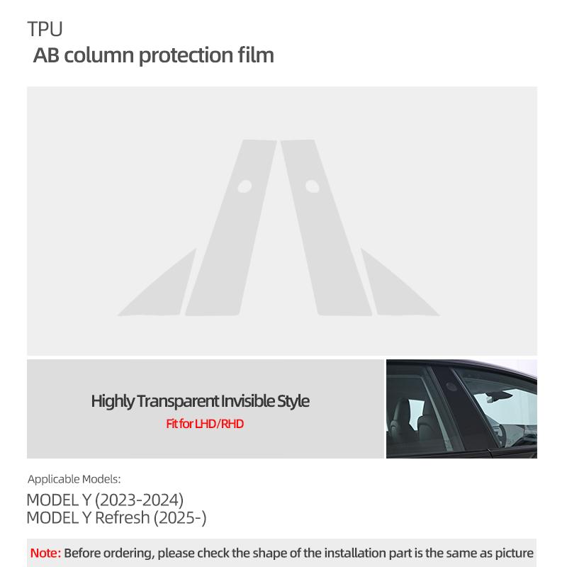 For Tesla Model 3 Highland 2026 Model Y 2019-2026 Juniper Car Body A B Center Pillar TPU Protector Film Decoration Accessories
