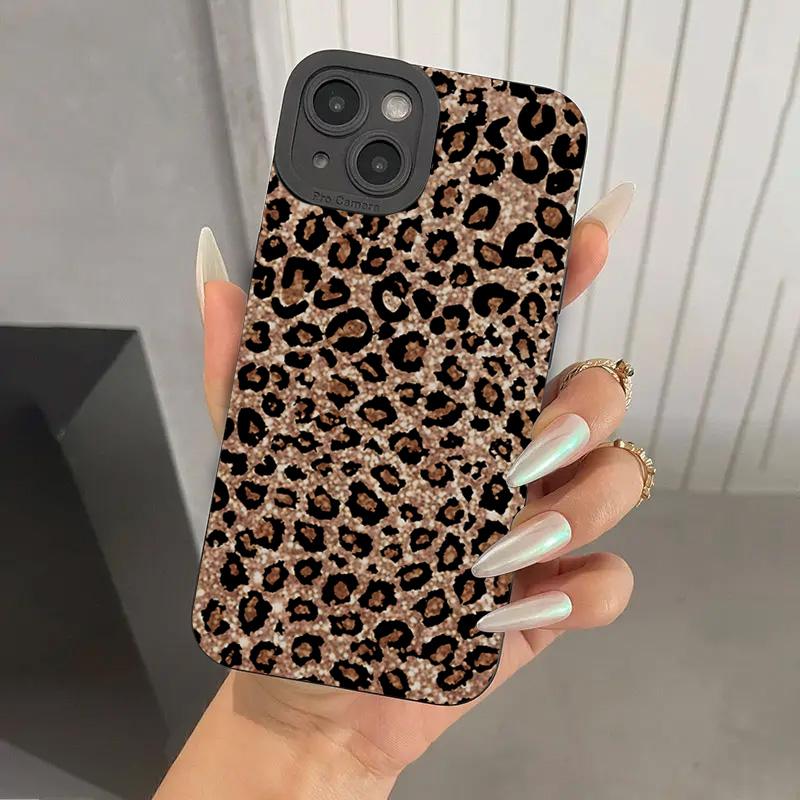 Brown Leopard Print Silicone Phone Case For iPhone 17 16 15 14 13 12 11 Pro Max 17Air 16E XS X XR 7 8 Plus Shockproof Soft Cover