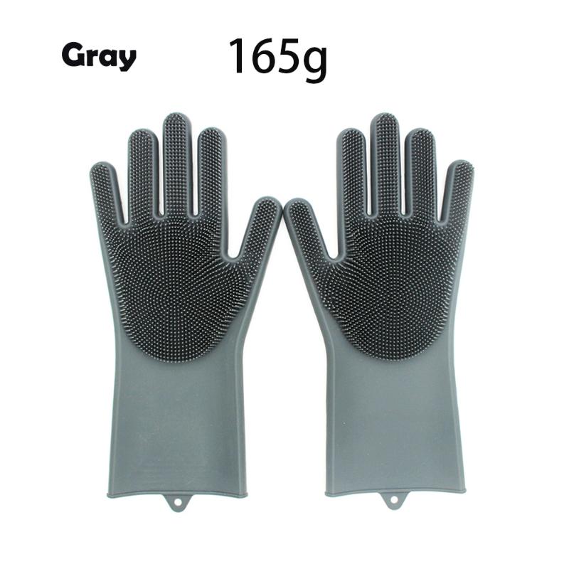 1Pair Dishwashing Cleaning Gloves Magic Silicone Rubber Dish Washing Glove for Household Scrubber Kitchen Clean Tool Scrub