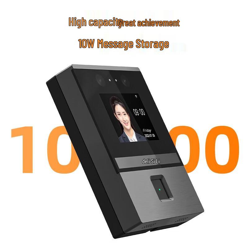 Deli Smart Face & Fingerprint Time Clock CN Plug (adapter Included)