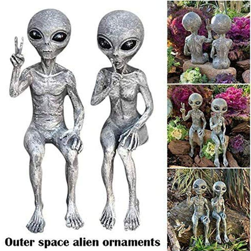 Outer Alien Space Garden Statue Figurine Ornaments Home Yard Sculpture Decor