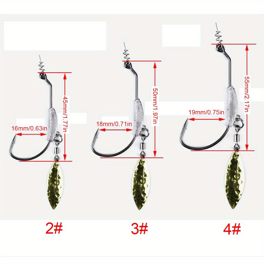3pcs 4.5g,5.5g,7.2g Barbed Fishing Hooks with Lock Needle Lead Single Hook Crank Hook Fishing Tackle