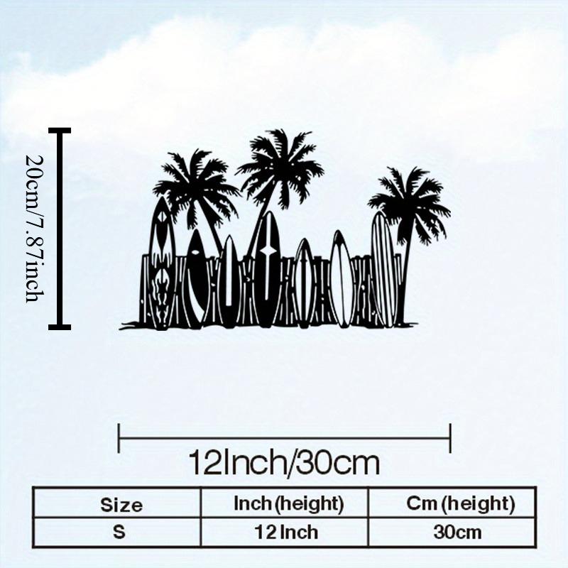 

Surfboard Metal Wall Art Vintage Weather Resistant Iron Decor Palm Wave Beach House Gift 12in