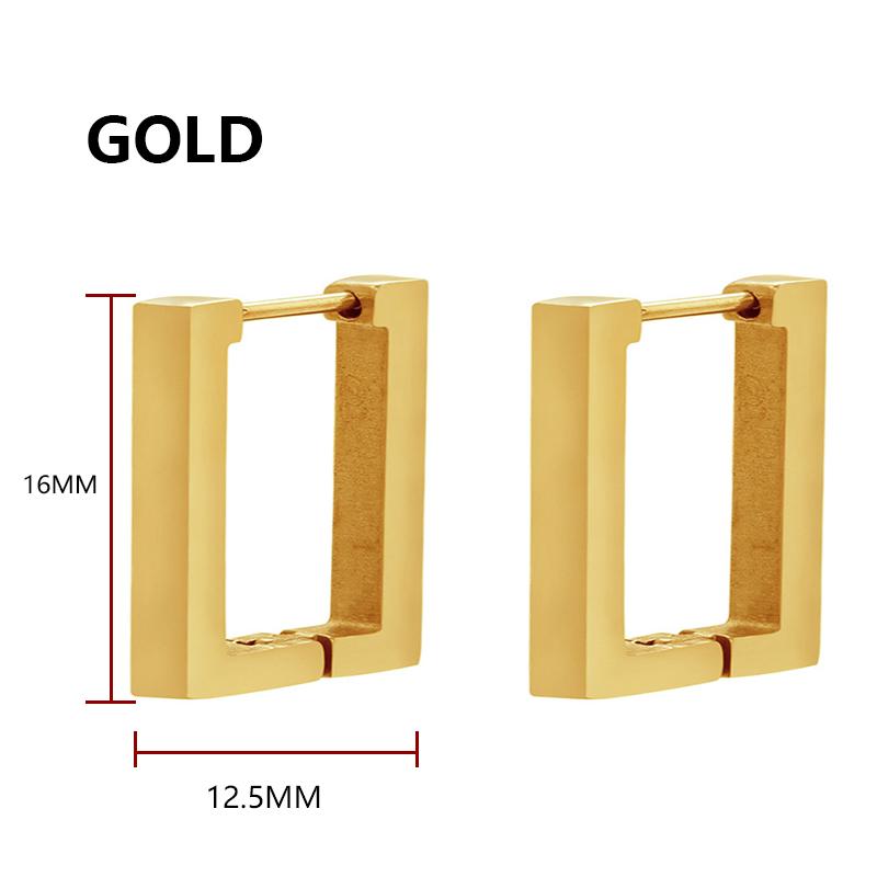 1 Pair Unisex Punk Rock Geometric Triangle Stainless Steel Earrings Women Men Piercing Push-Back Clip Ear Rings Party Zircon