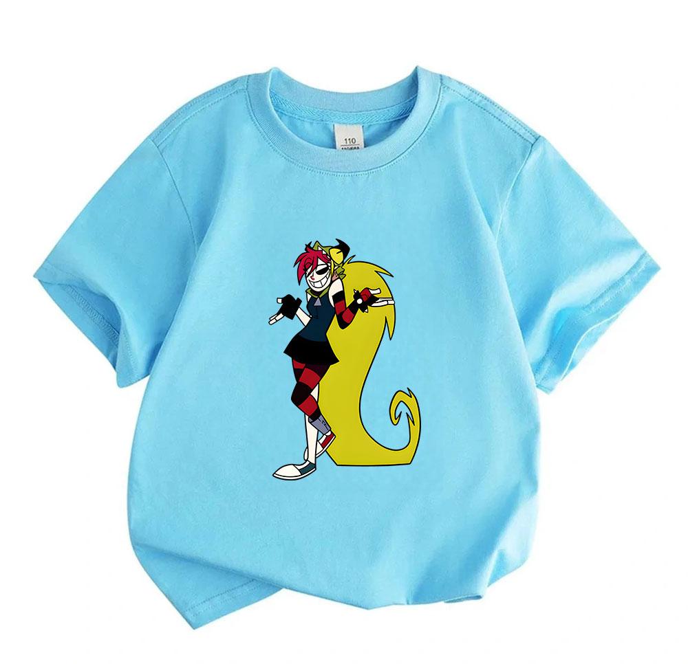 Kids Boys Girls 100% Cotton Crew Neck Short Sleeve T-Shirt, Funny Cartoon Character Print Casual Soft Breathable Tee for Daily Wear Birthday Gift