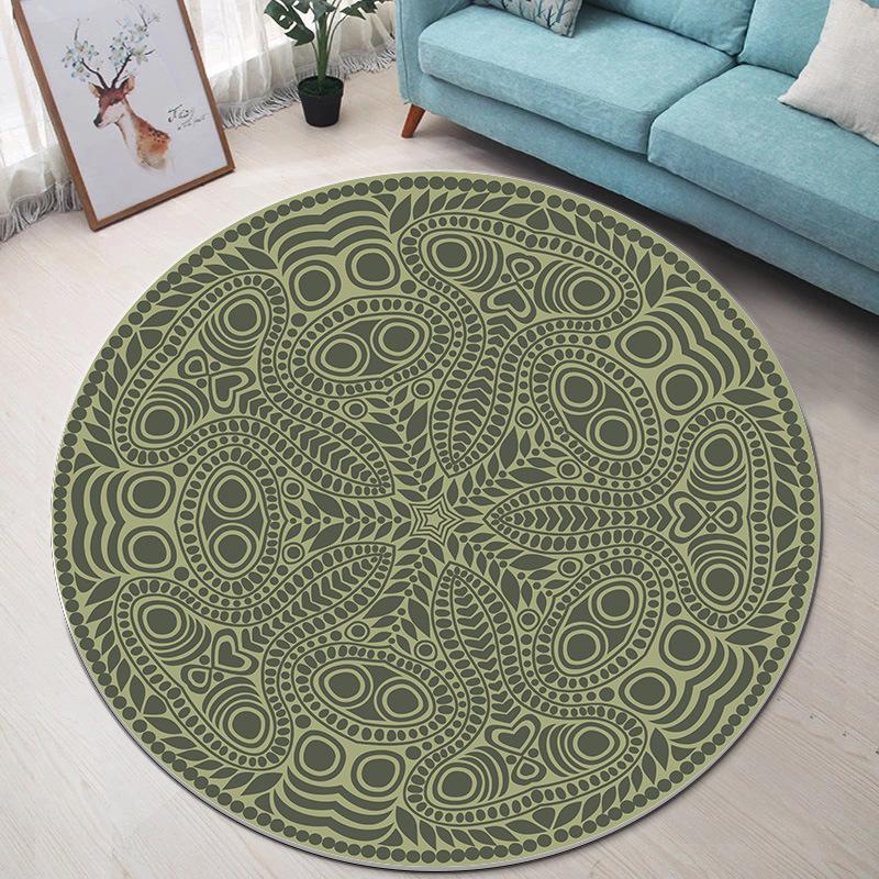 Bohemian Ethnic Mandala Pattern Carpet Mat Round Multicolor Rug Vintage Geometric Non-slip Home Decoration for Living Room Rugs