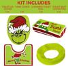 Set Decorazioni Bagno Natale Copriwater e Tappetino Verde Festivo del Grinch