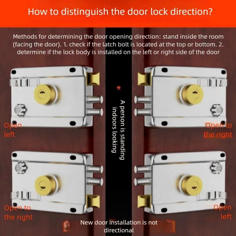 Smooth Lock Antique Household Front Door House Padlocks Locking Accessories Universal Heavy-Duty Gear With Key