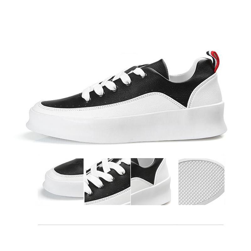 Hip Hop Street Fashion Men Casual Shoes Leather Sneakers Black White Male Walking Shoes Non -Slip Breathable Shoes