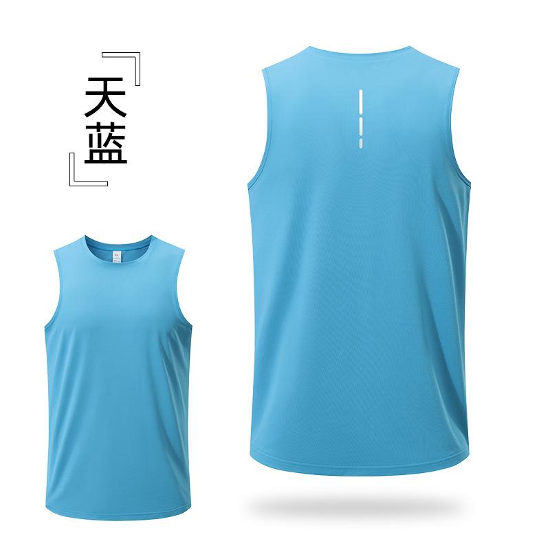 

Мужской летний жилет для фитнеса, майка, легкая атлетика на открытом воздухе, марафон, тренировка, бег, быстросохнущий жилет S небесно-голубой