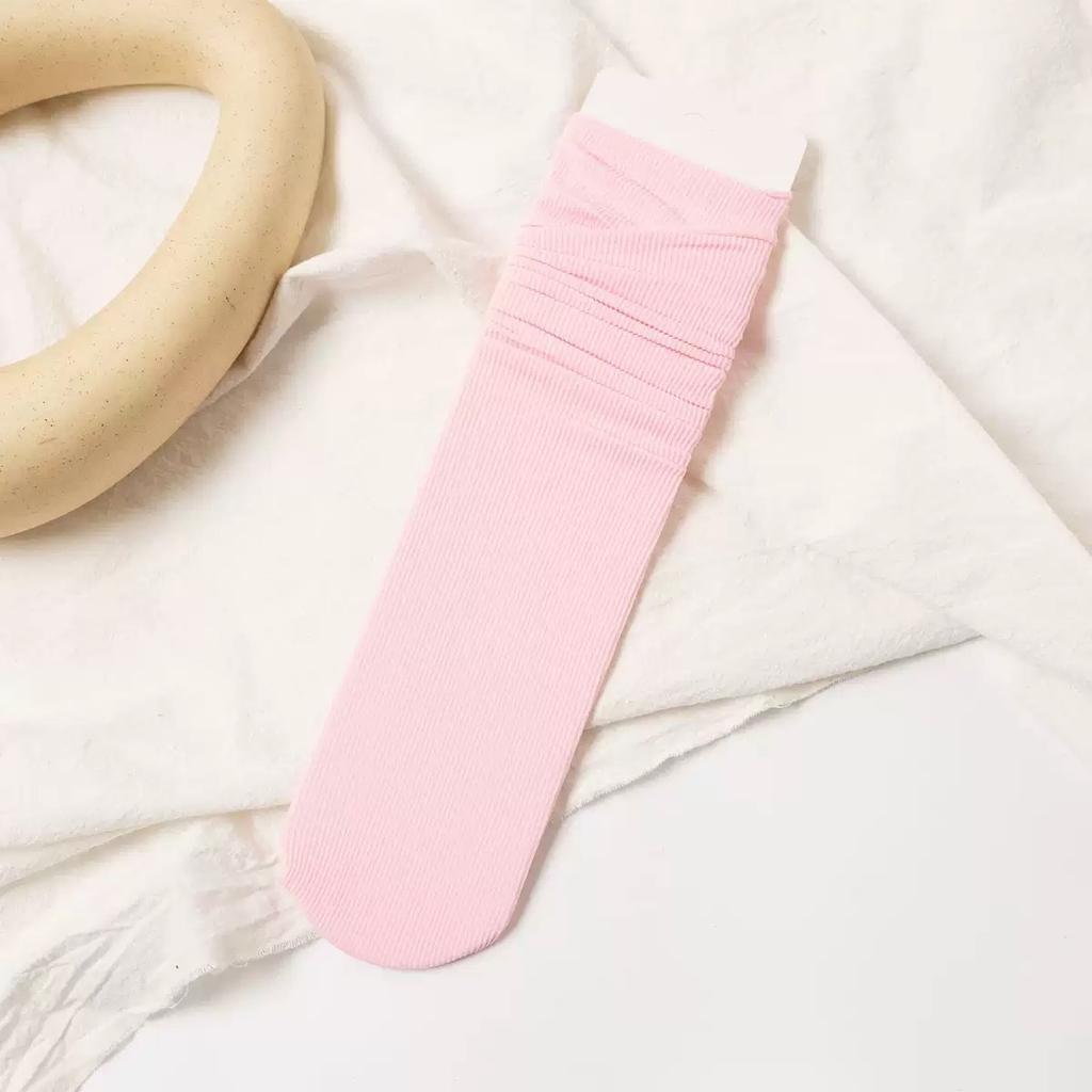 Female Spring and Summer Thin Solid Color All Kinds of Candy Color Breathable In The Cylinder Pile Socks