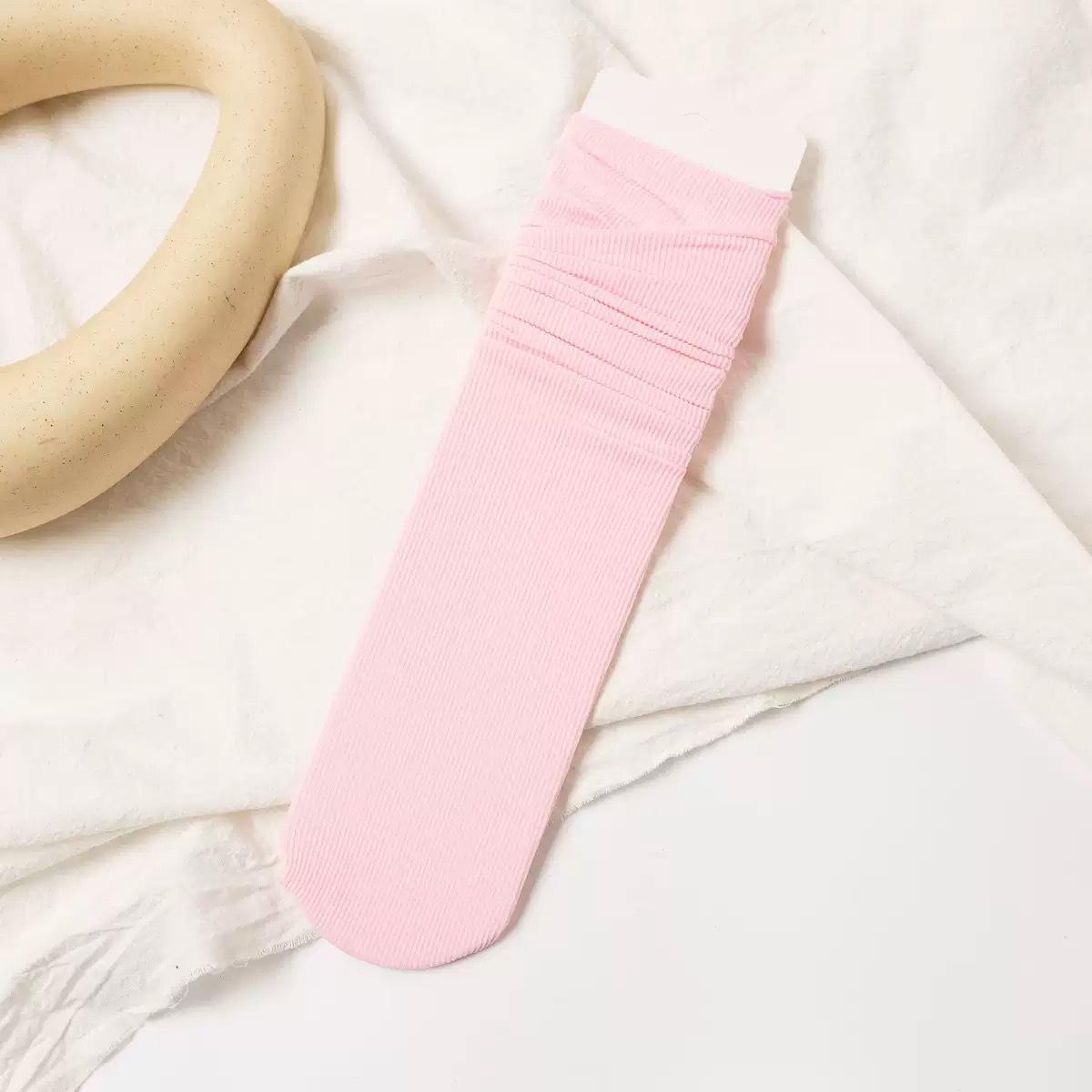 

Женские весенне-летние тонкие однотонные носки-гольфы всех видов конфетных цветов, дышащие 1 pair розовый