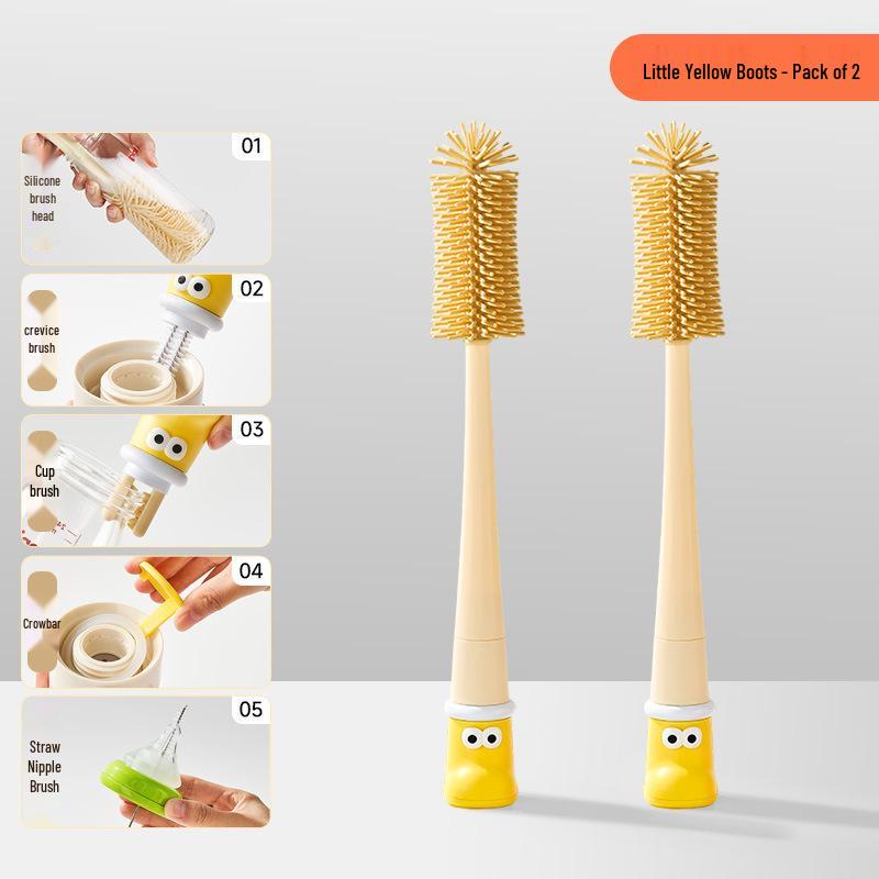 Multi-functional Long Handle Cup Brush with Thermos Lid Sponge Cleaner