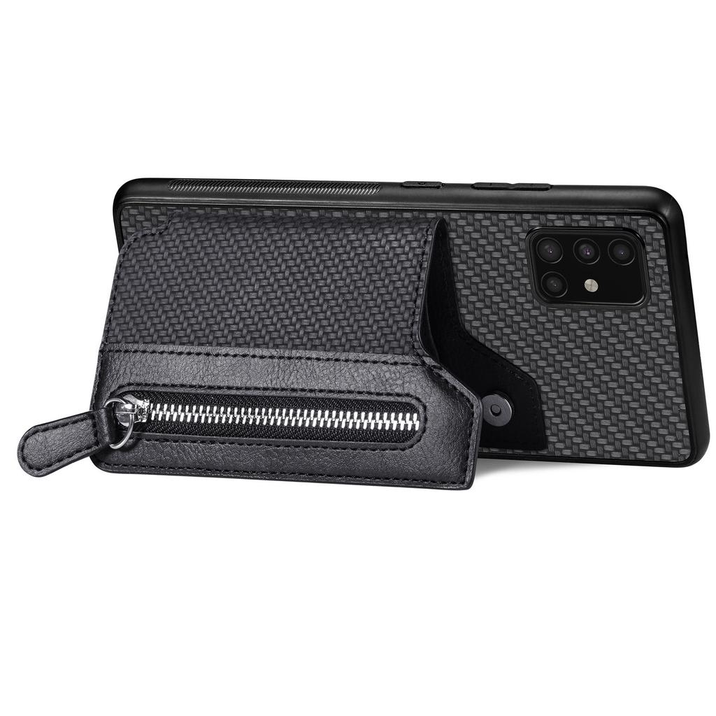 For Samsung Galaxy A51 5G SM-A516 Case Leather+PC+TPU Zipper Wallet Phone Shell