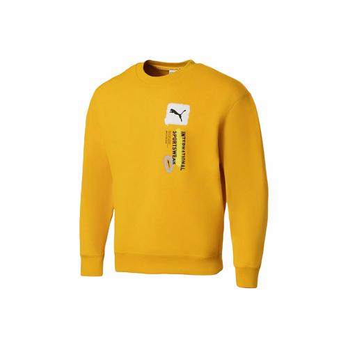 Puma Мужская толстовка-худи с надписью-логотипом желтого цвета EU XL