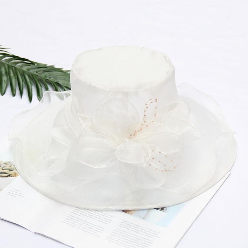 Summer Korean Version of Flower Mesh Sun Hat Beach Sun Hat Women's Organza Top Hat
