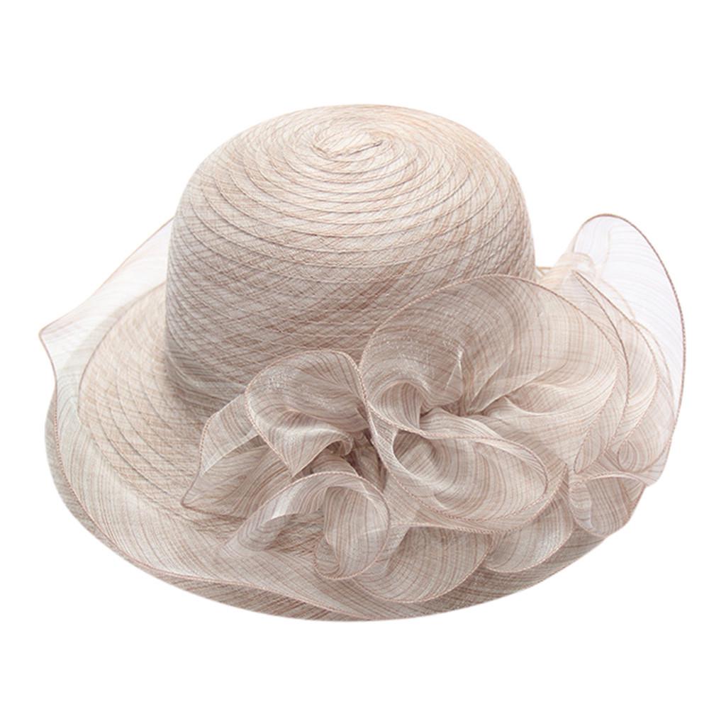 Foldable Wide Brim Sun Hat for Women Summer Organza Beach Hat Lightweight Breathable UV Protection Packable Travel Hat