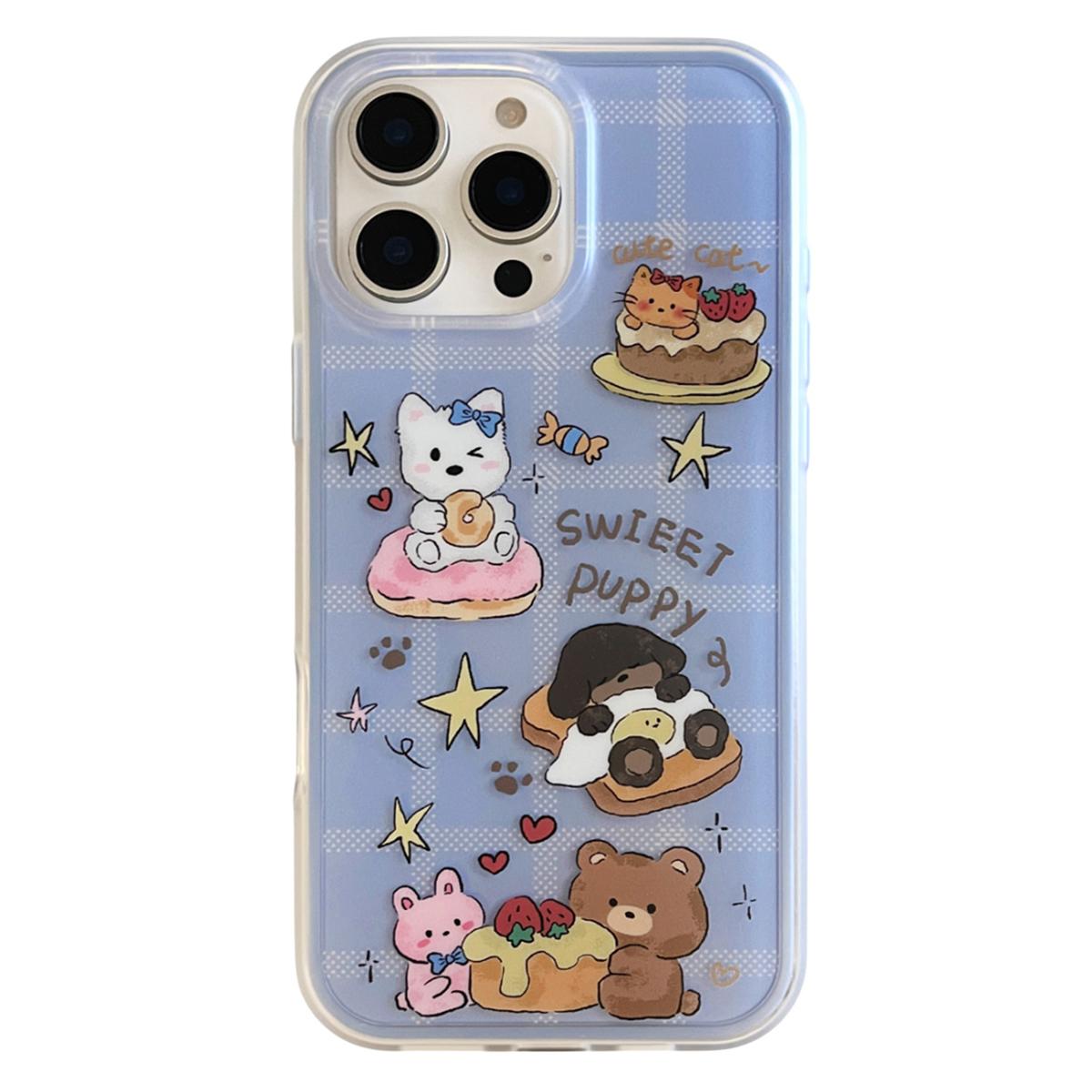 For iPhone 16 Pro Max Case IMD Cartoon Dog Pattern TPU Shockproof Phone Cover A