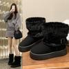 Женские зимние ботильоны на толстой подошве, с добавлением флиса и утолщенным утеплителем, новый стиль зимних хлопковых ботинок