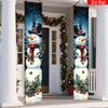 Merry Christmas Porch Sign Snowman Couple 1 Pair Polyester Indoor Outdoor Decor