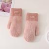 Cute Solid Color Full Finger Mittens Warm Soft Women Gloves Thicken Gloves for Cold Weather
