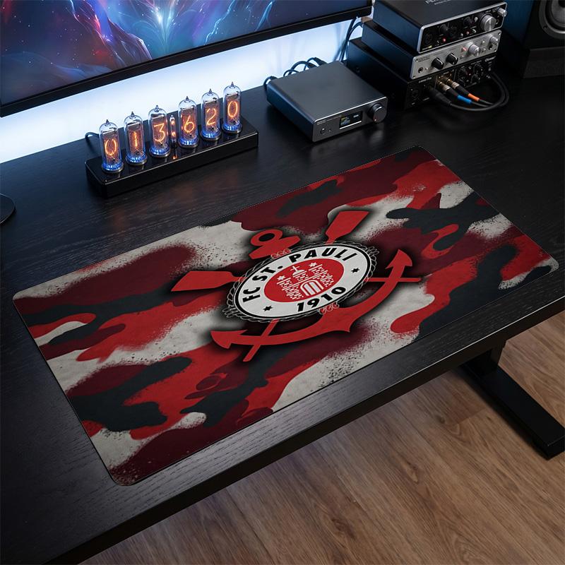 FC St. Pauli Football Print Duża Podkładka pod Mysz, Antypoślizgowa Rozszerzona Mata na Biurko do Gier do Biura Domowego
