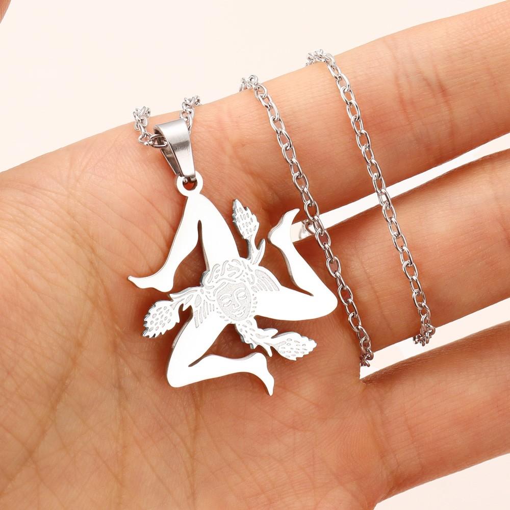 Stainless Steel Sicilian City Pendant Necklace Couple Personality Men's Pendant