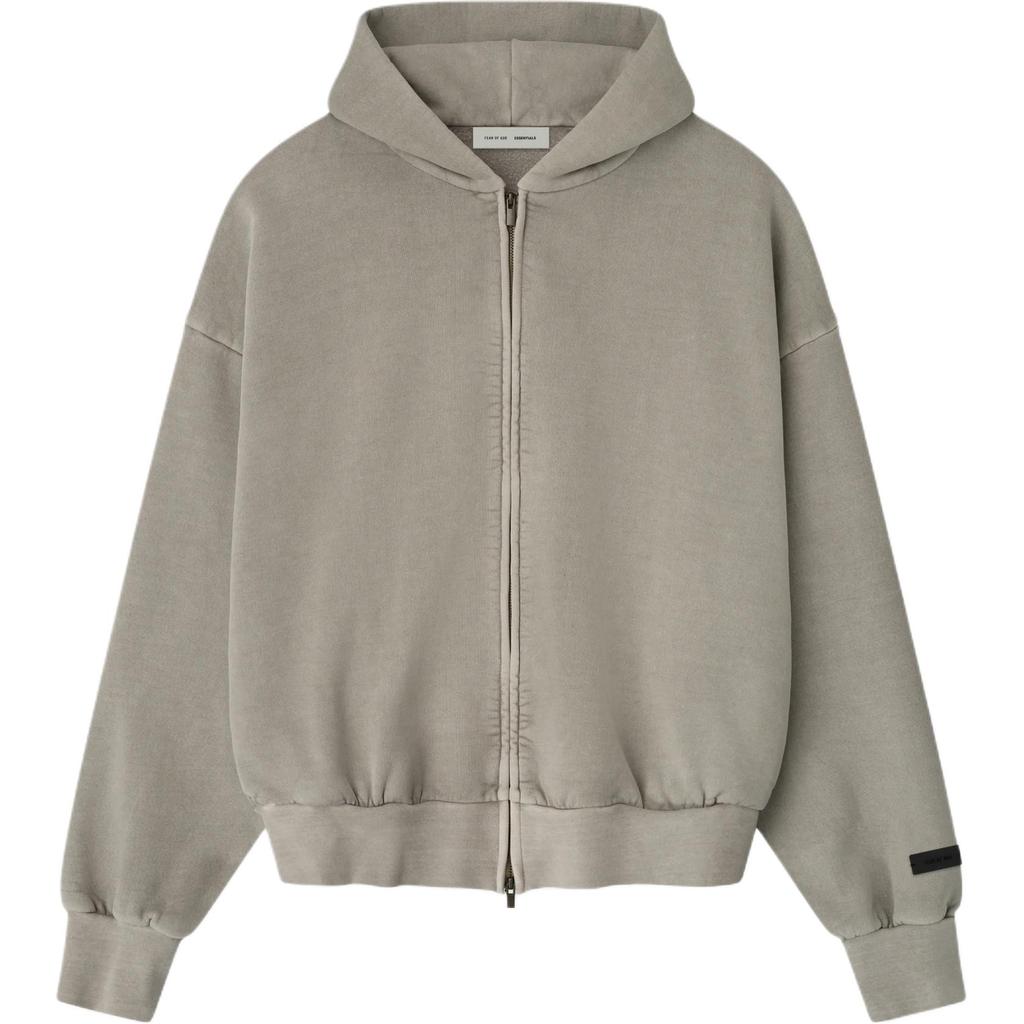 Fear of God Essentials Bestickter Klassischer Kapuzenpullover mit durchgehendem Reißverschluss Rauchgrau Herren Oberteile 192HO254781F